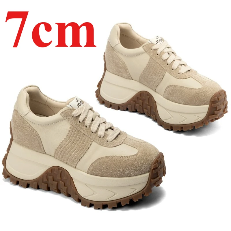 

Outdoor Casual Sports Shoes for Women's 7cm Platform Retro Training Shoes Breathable Sneakers Thick Sole Height Increasing Shoes