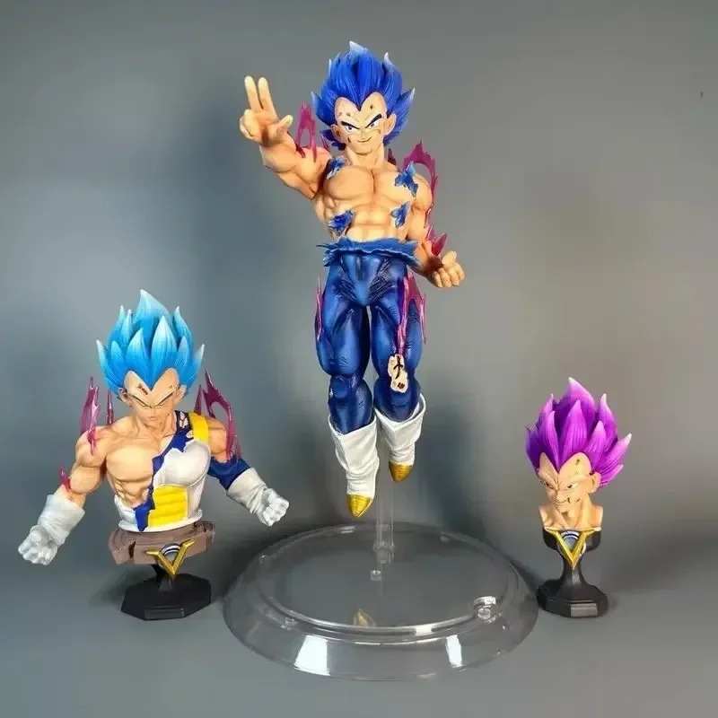 35cm Dragon Ball Z Ultra Instinct Vegeta Figure Replacement Heads Vegeta Action Figures Pvc Statue Collection Model Toys Gift