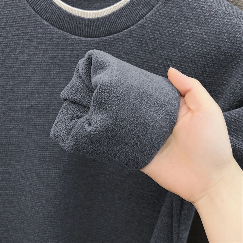 Designer-Marken-Strickpullover mit Stickerei für Herren, O-Ausschnitt, Herbst, hautfreundlich, einfarbig, langärmelig, stilvolle und vielseitige Herrenbekleidung – Detail 4