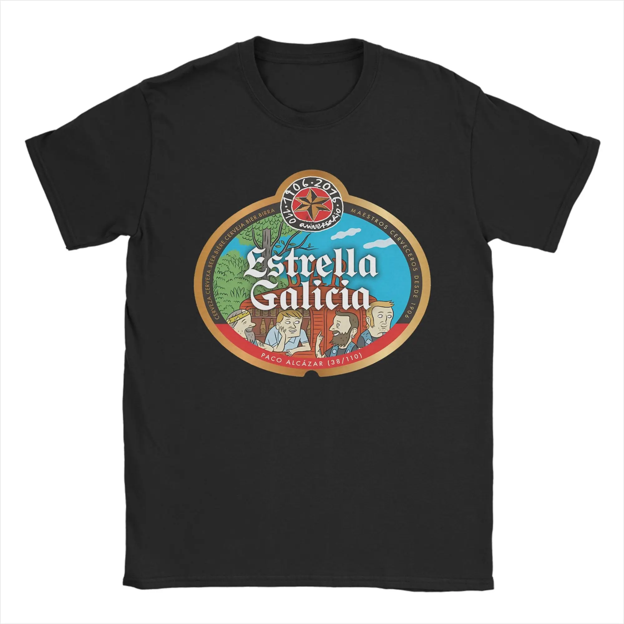 Estrella Galicia Beer Camiseta masculina de algodão puro casual camiseta gola redonda manga curta tops verão