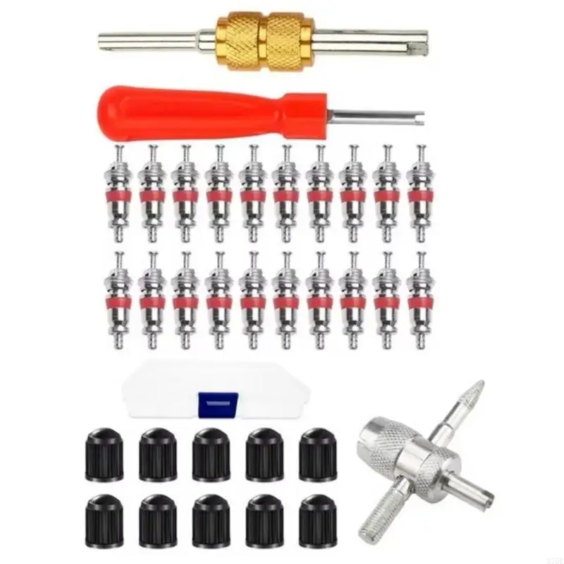 

M76E 33Pcs Tire Valves Stem Tool Strong Valves Cores Changer for Motorcycle Bike