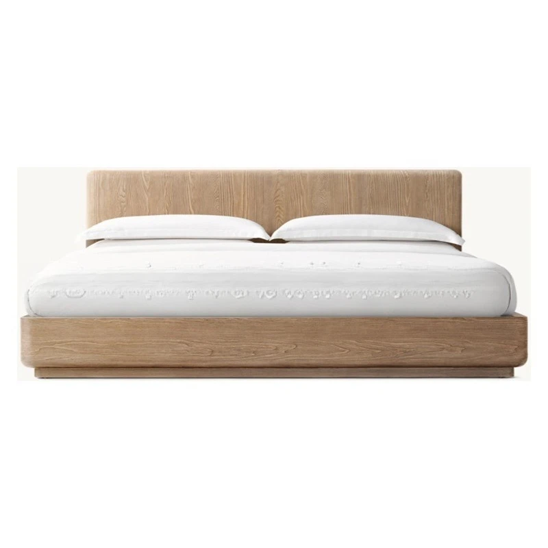 

Furniture Modern Simple Light Luxury Household Solid Wood Queen Bed Master Bedroom Wedding American Country Oak Double Bed