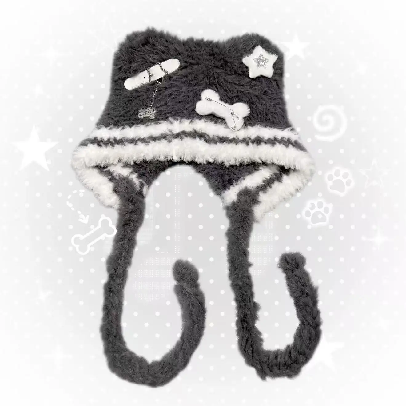 Dziewczęca czapka Y2K dla kobiet, japońska Harajuku, gotycka, urocza czapka z uszami misia, zimowa, ciepła, puszysta czapka typu bone, utrzymująca ciepło, subkultura steampunk, czapka beanie.