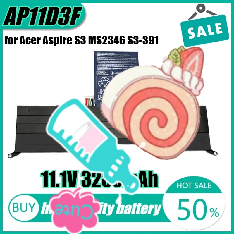 

11.1V 36.4Wh 3280mAh AP11D3F Laptop Battery for Acer Aspire S3 MS2346 S3-391 S3-951 AP11D4F