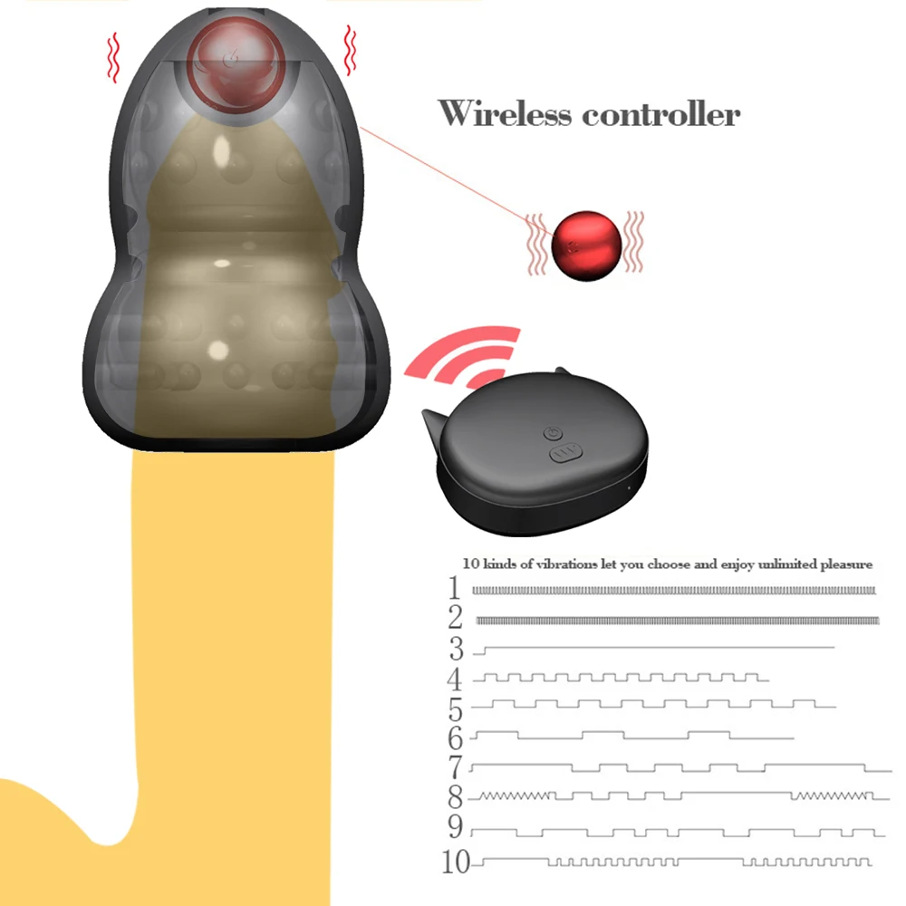 ไวเบรเตอร์สำหรับผู้ชายเครื่องสั่นควบคุมระยะไกลปรับเซ็กซ์ทอยได้10ระดับ