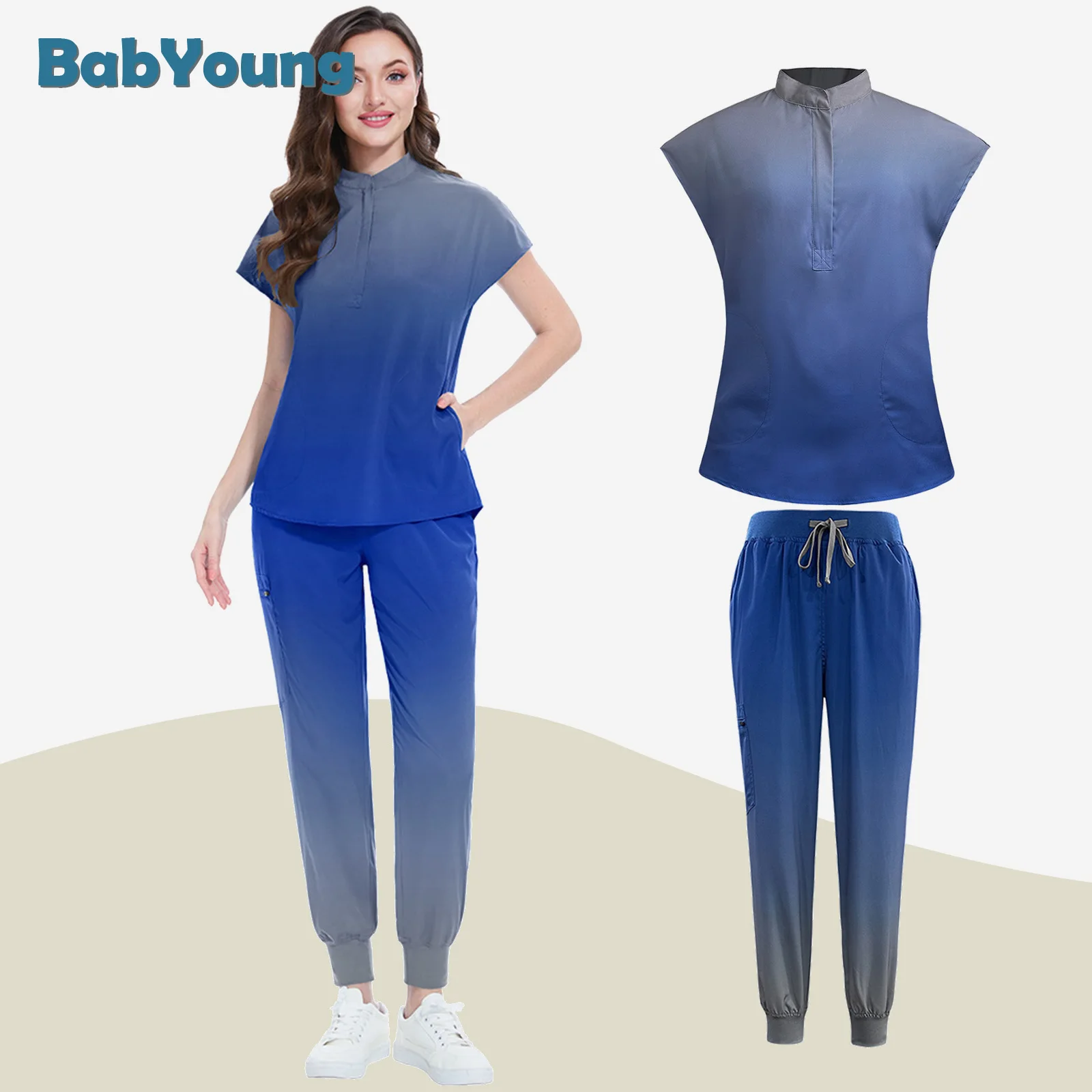 2025 New Workwear Medical T-Shirt Nurse Nursing Uniform Women Pet Grooming Health Blouse Multicolor Scrub Top Spa Cic Wear