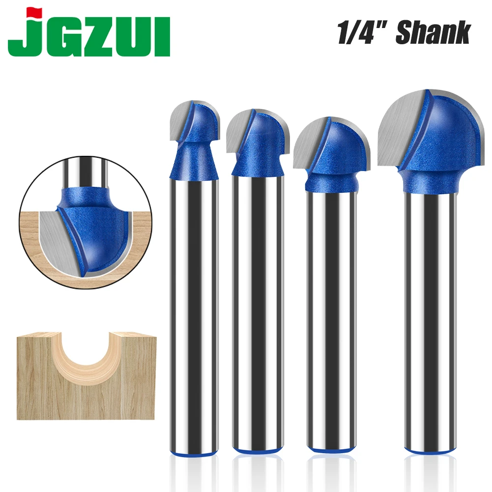 6mm 1/4in Shank Ball Nose End Mill Round Nose Cove Box Router Bit Carbide Double Flute Core Box Woodworking Milling Cutters