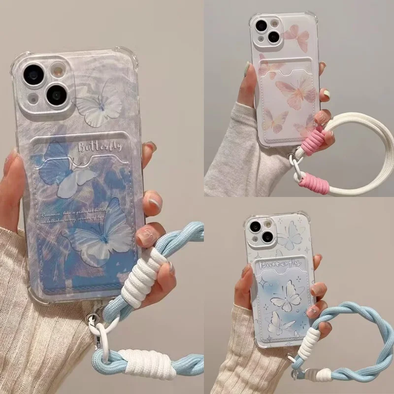 

Blue Pink Butterfly Phone Case For Realme C55 C53 C33 C30 C31 C35 C21Y C20 5i 9i 9 A16 A16K A35 A15 Casing Soft Clear Wallet