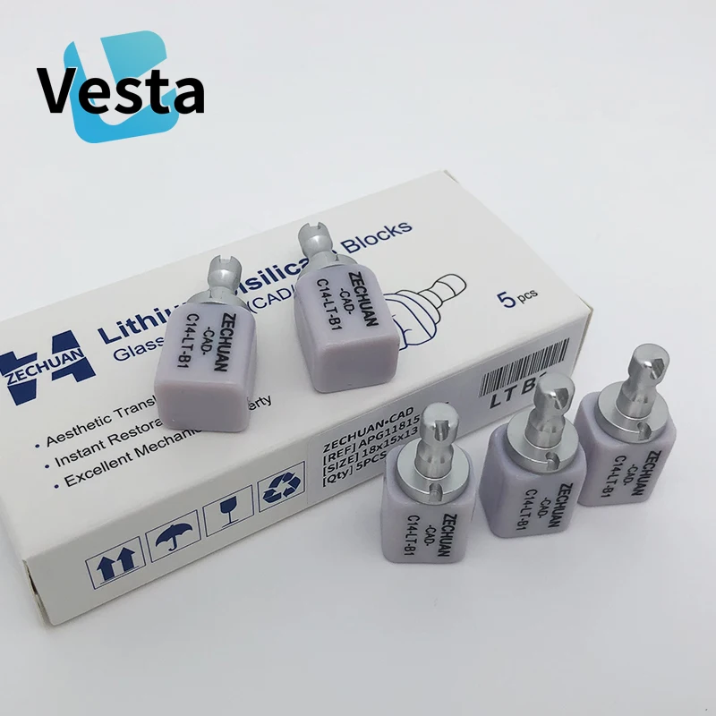 Lithium Disilicate C14 Glass Ceramic Blocks HT/LT for CAD CAM Sirona Cerec Veneer Dentist Materials 5pcs/Box