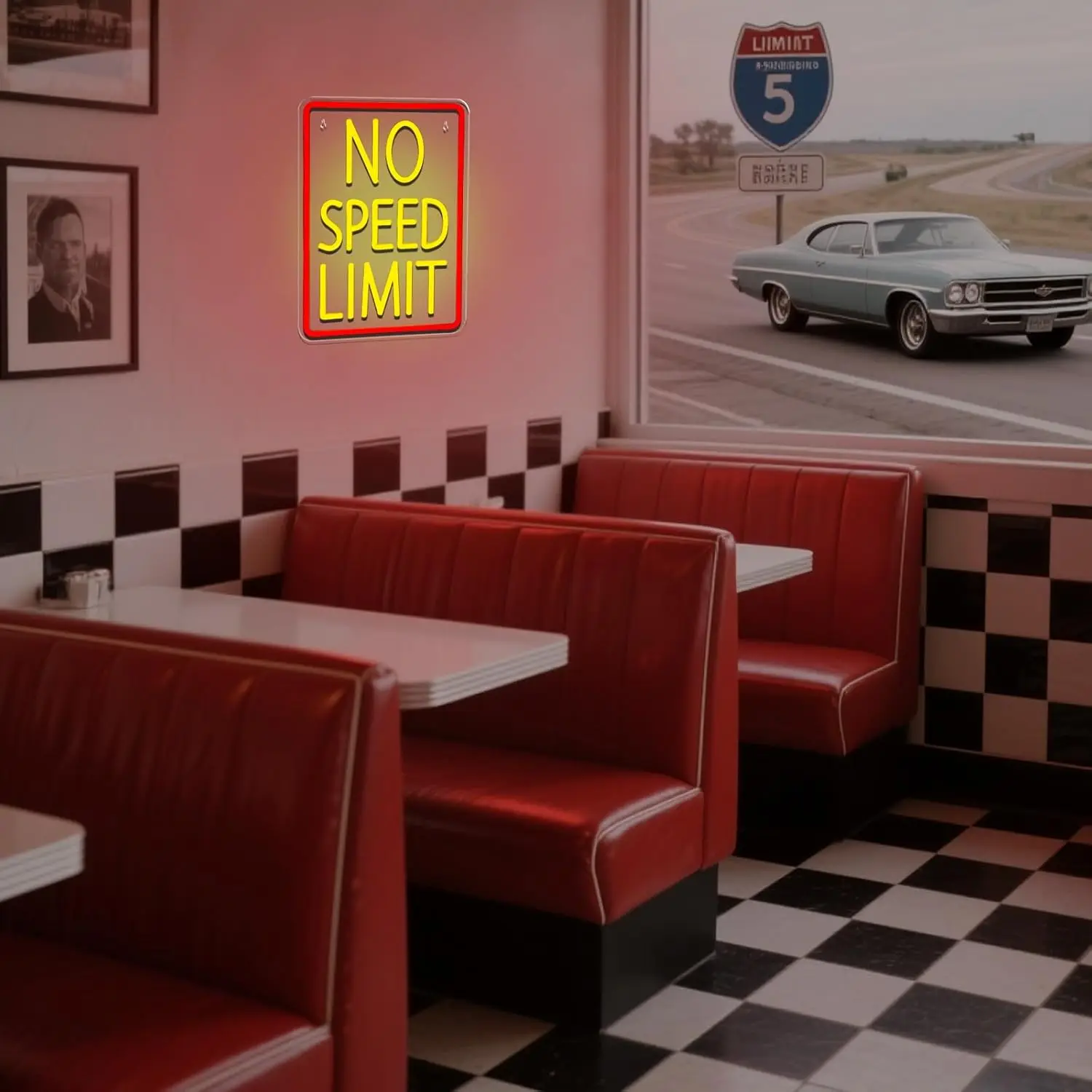 No Speed Limit Neon Sign USB Dimmable ED Neon Light  for Bedroom Garage Bar Game Room Man Cave Cool Car Wall Decor Gift