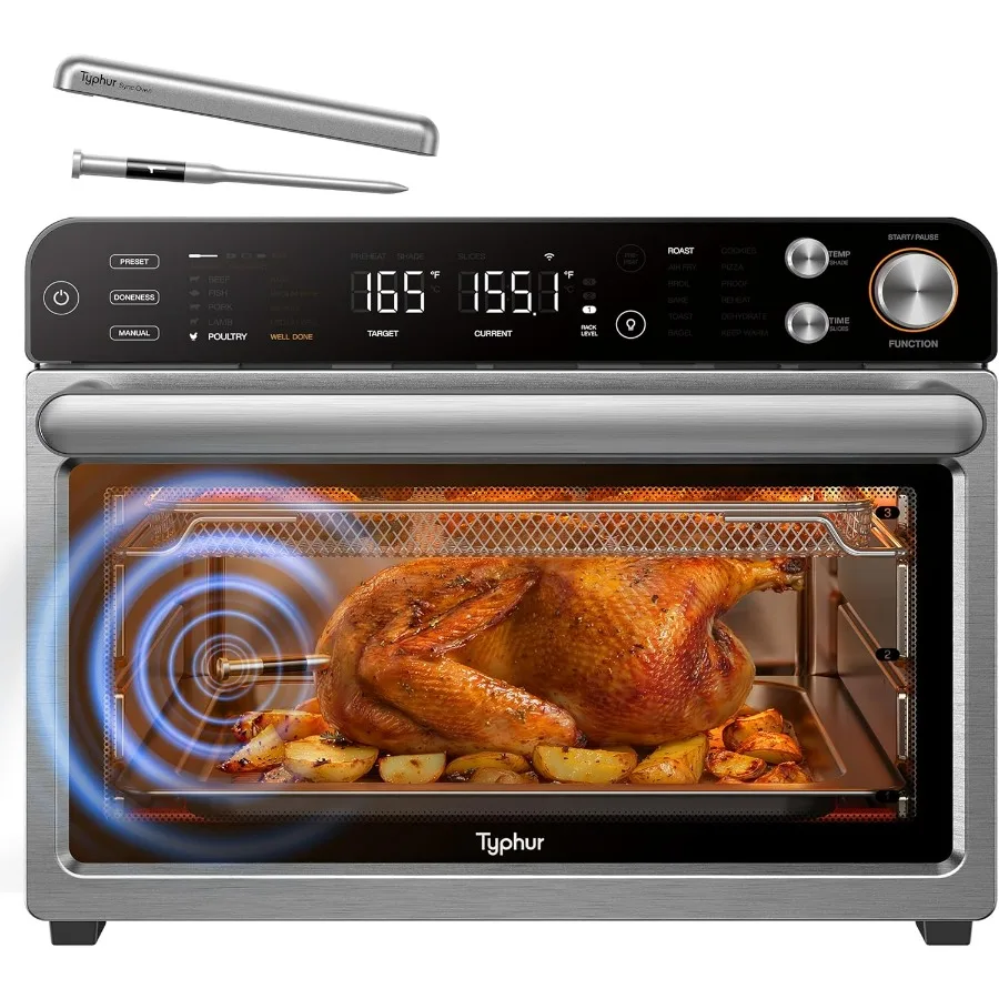

Smart AI Wireless Meat Thermometer Probe 12-in-1 Countertop Air Fryer Toaster Oven Combo with 360 Turbo Convection Dehydrator 2