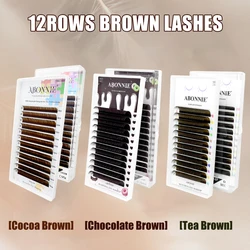 Abonnie Colorful Brown Individual Volume Eyelashes Extensions Dark Brown Colored Classic Lashes Extensions All Size