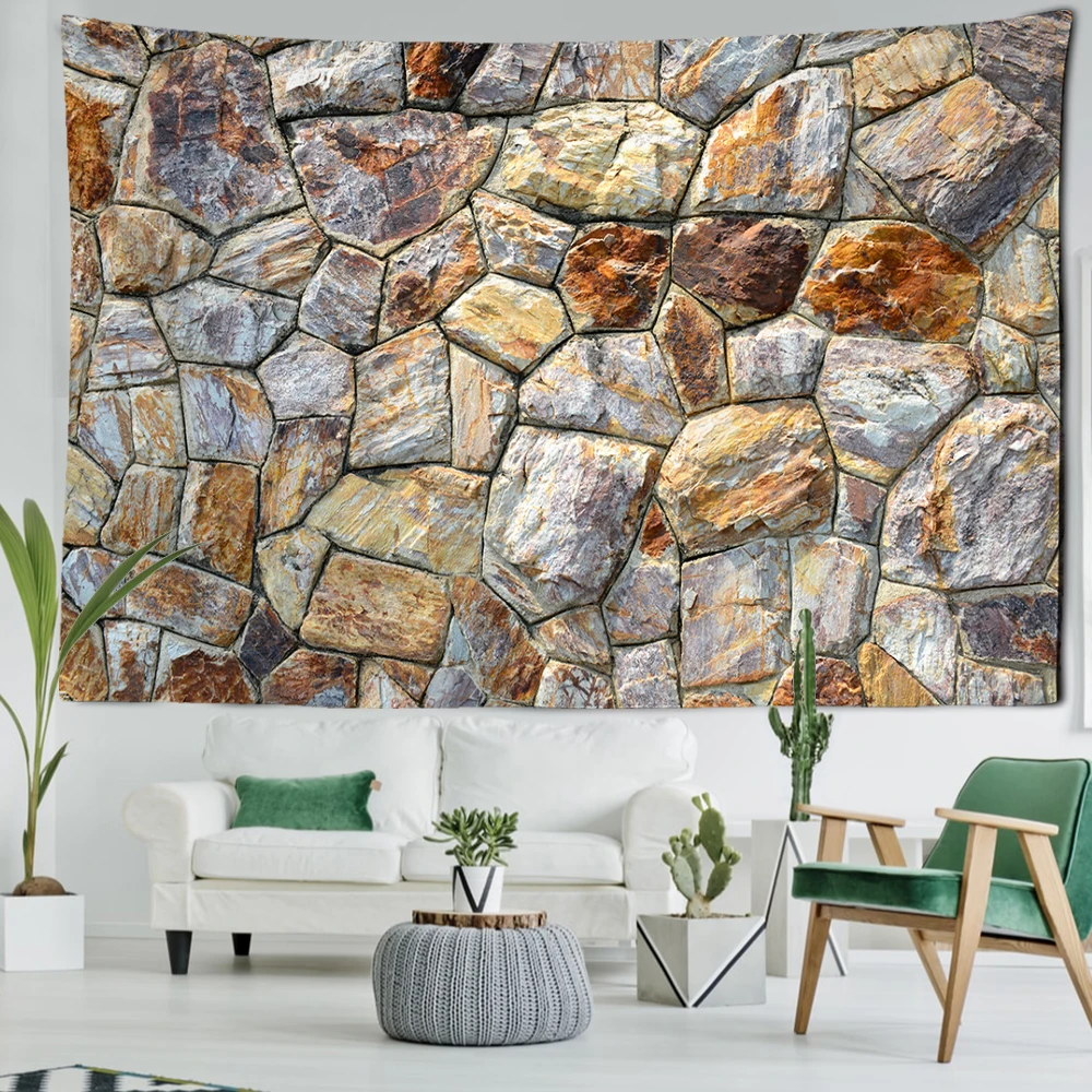 Random Stone Tapestry Wall Hanging Natural Art Scenery Bohemian Minimalist Modern Style Living Room Home Decor