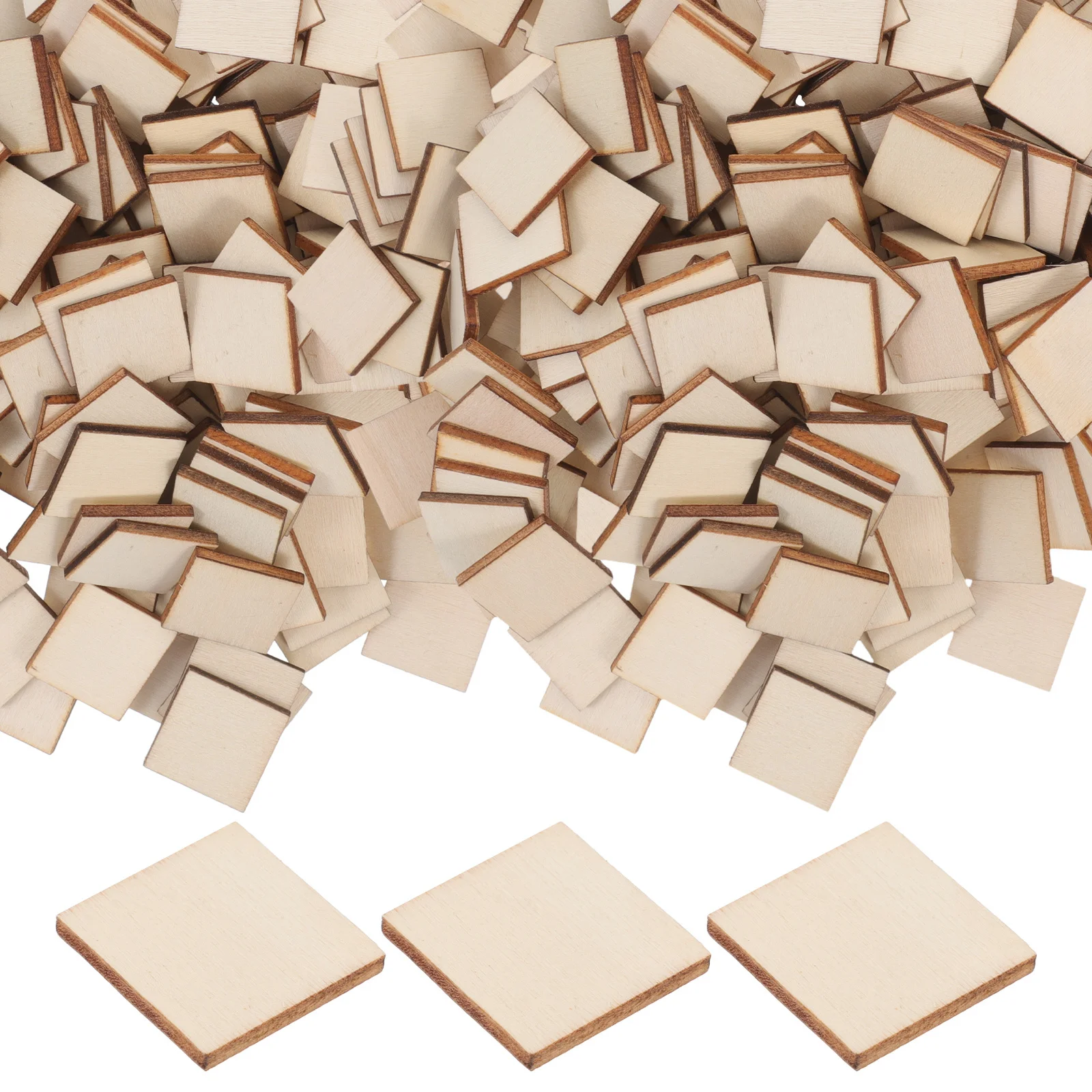 

300 pcs 20Mm Wood Square Slices Blank Unfinished Diy Plaque For Painting Crafts Wedding Decor Handmade Ornament Light Durable