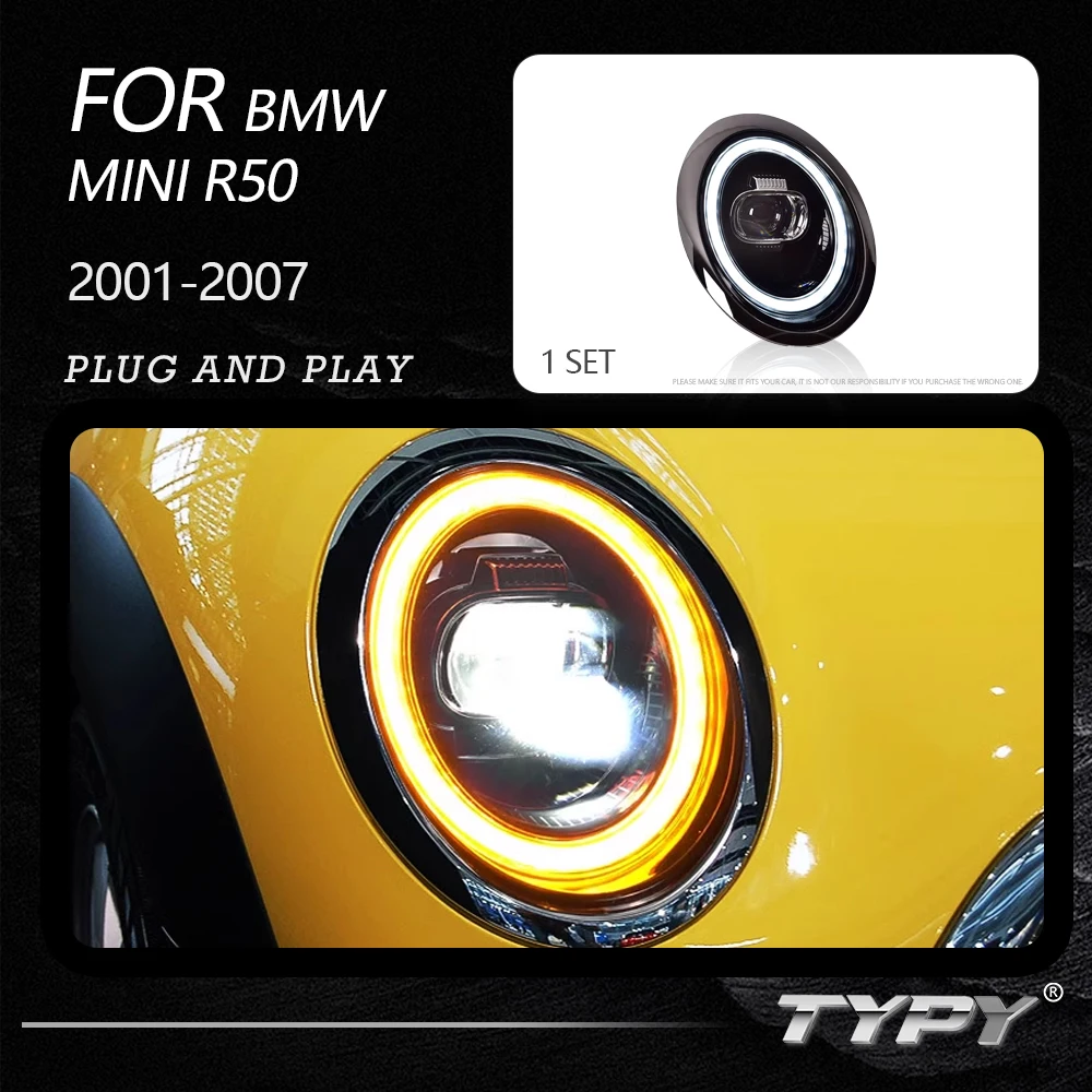 

TYPY New LED Headlight Upgrade Modified Full Head Lamp For BMW Mini R50 2001-2007 Turn Signals Daytime Running Lights