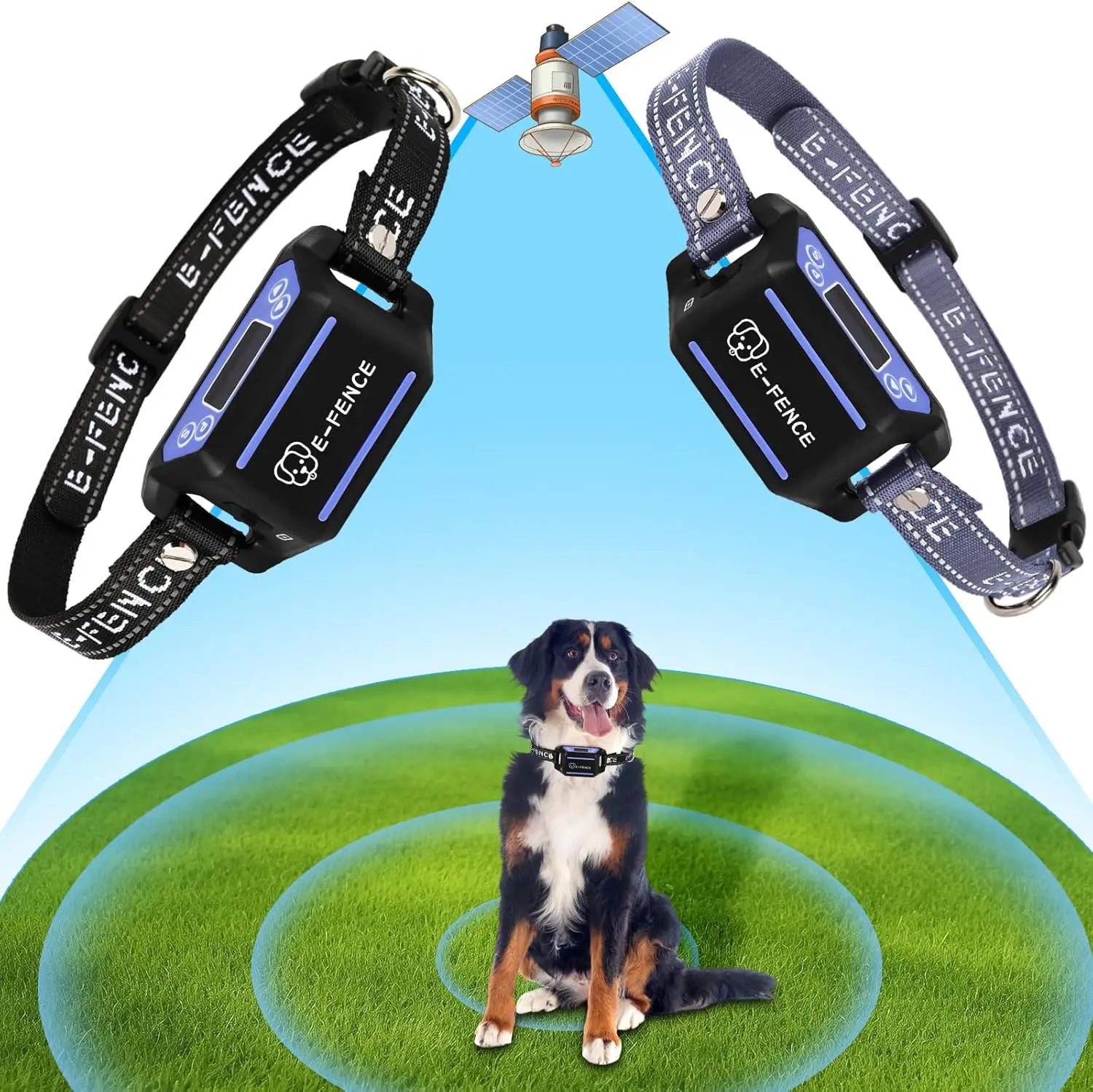 GPS Wireless Dog Collar Fence System,2 Pack Electric Dog Shock Collar Fence,Pet Containment System Rechargeable,Outdoor Use Only