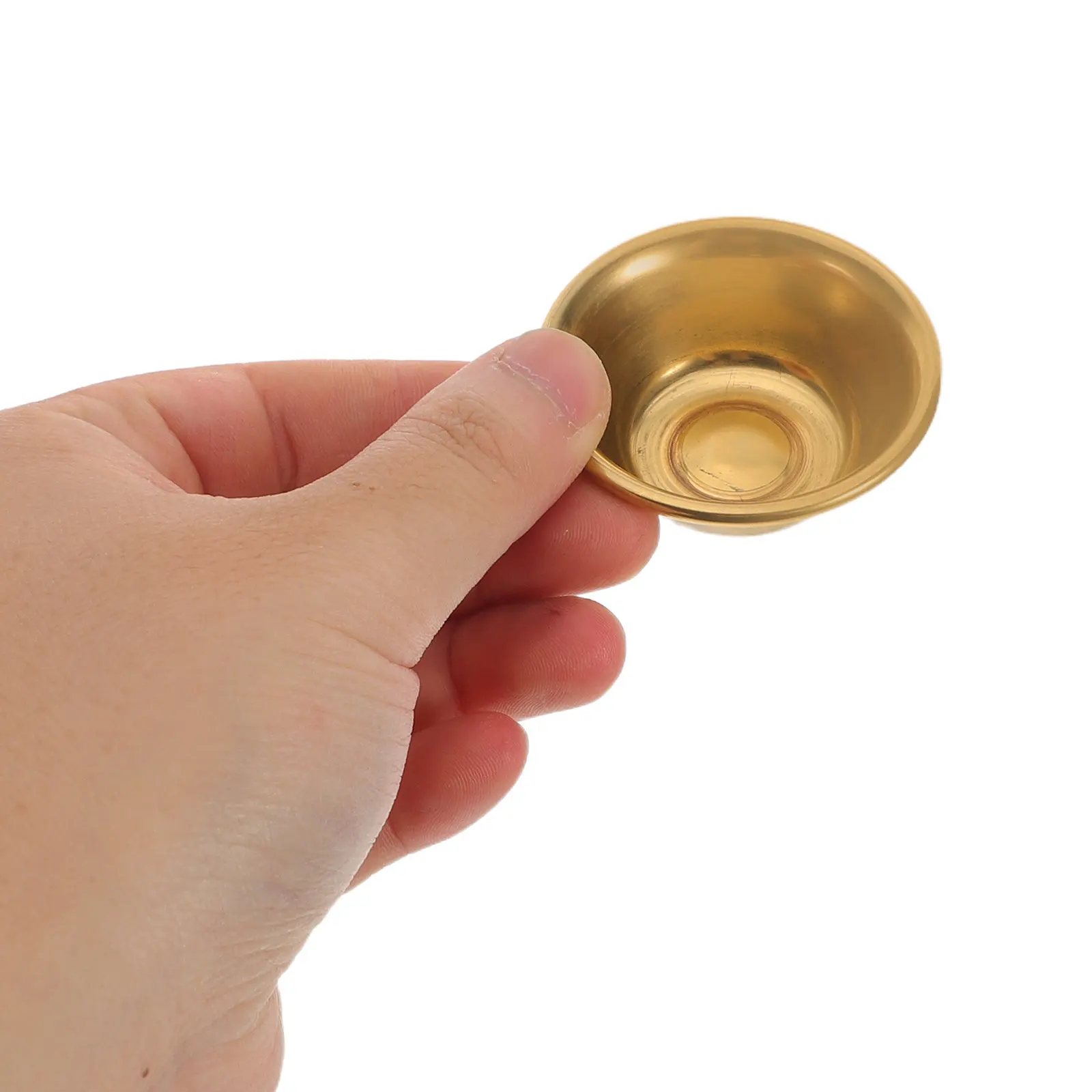 8Pcs Mini Brass Buddhist Bowls Decorative Copper Offering Cup Ritual Water Bowls Holy Water Cups Temple Meditation Prayer