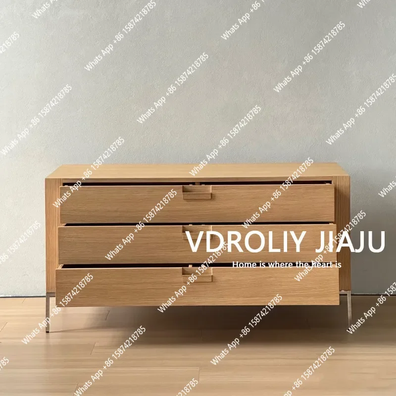 

V64 Средневековый деревянный комод в стиле лог-хаус, современный простой шкаф для хранения в спальне, настенный шкаф для чая с тремя отделениями