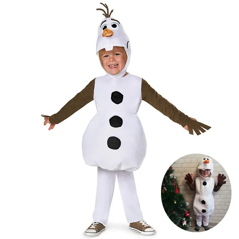 

Christmas Girls Animated Movie Character Snowman Cosplay Costume Snowman Hooded Bodysuit Hooded Costume New Year Party Outfit