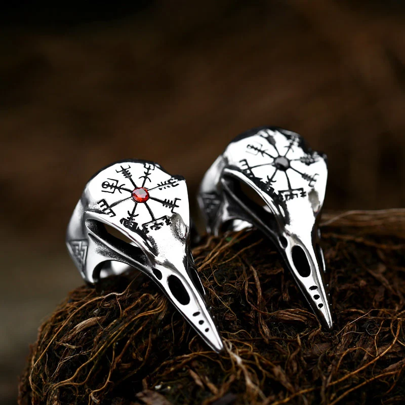 New Gothic Crow Skull Rings for Men Stainless Steel Punk Hip Hop Fashion Unique Viking Ring Halloween Jewelry Gift Wholesale