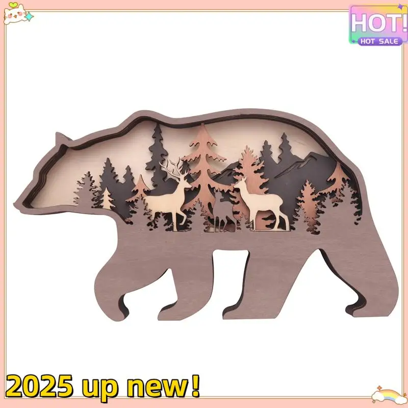 L47anew!-Dekoracja ścienna z niedźwiedziem i jeleniem, dekoracje z niedźwiedziem do domu, dekoracja ścienna z niedźwiedziem, rustykalny wystrój domu, wystrój kabiny