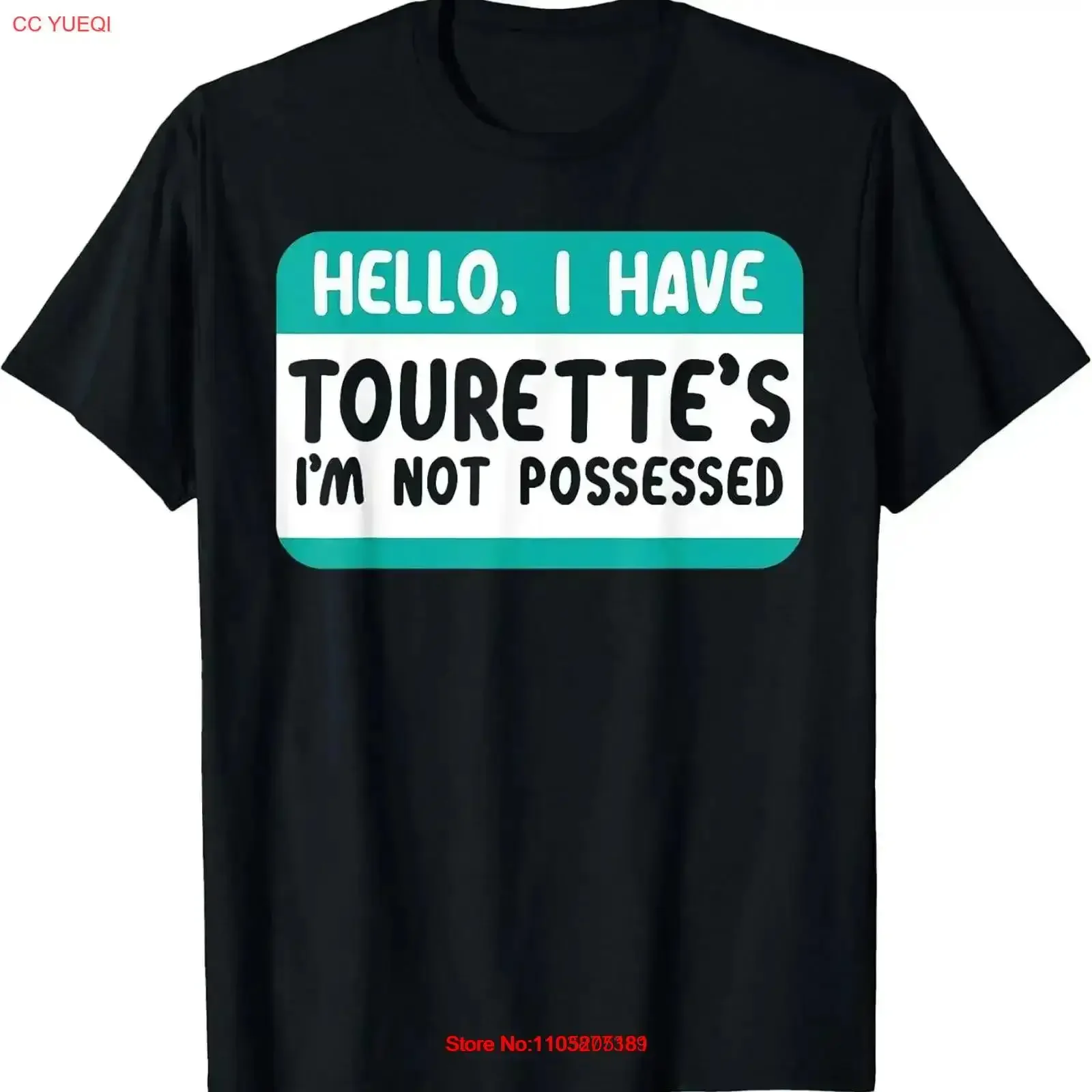 Tourette's Teal Ribbon Disorder Awareness Cotton T Shirt MADE IN USA vintage Washed graphic Stretched Top For Everyday Wear