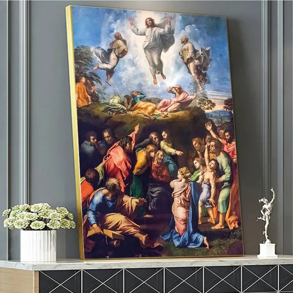 ملصق صورة ديني عتيق ، طباعة مسيحية ، تبدل المسيح ، لوحة قماشية ، صورة فنية جدارية للغرفة ، ديكور منزلي #1