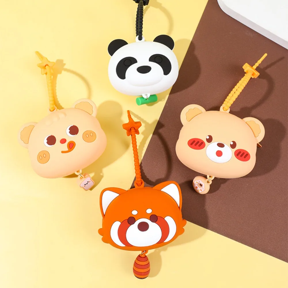 Cute 3D Silicone Coin Wallet Anime Soft Headphone Storage Bag Pendant Red Panda Change Purse Kids Adults