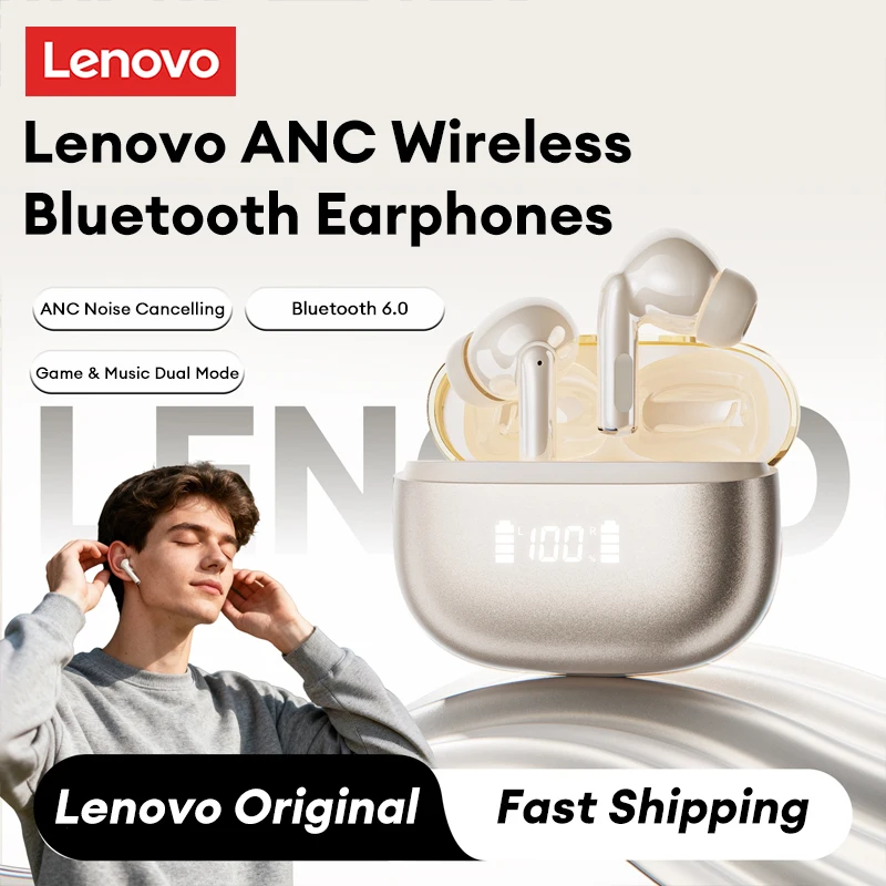

Беспроводные наушники Lenovo LE232 Bluetooth 6.0 с активным шумоподавлением (ANC), внутриканальные, с LED-дисплеем, HiFi-стерео и глубокими басами