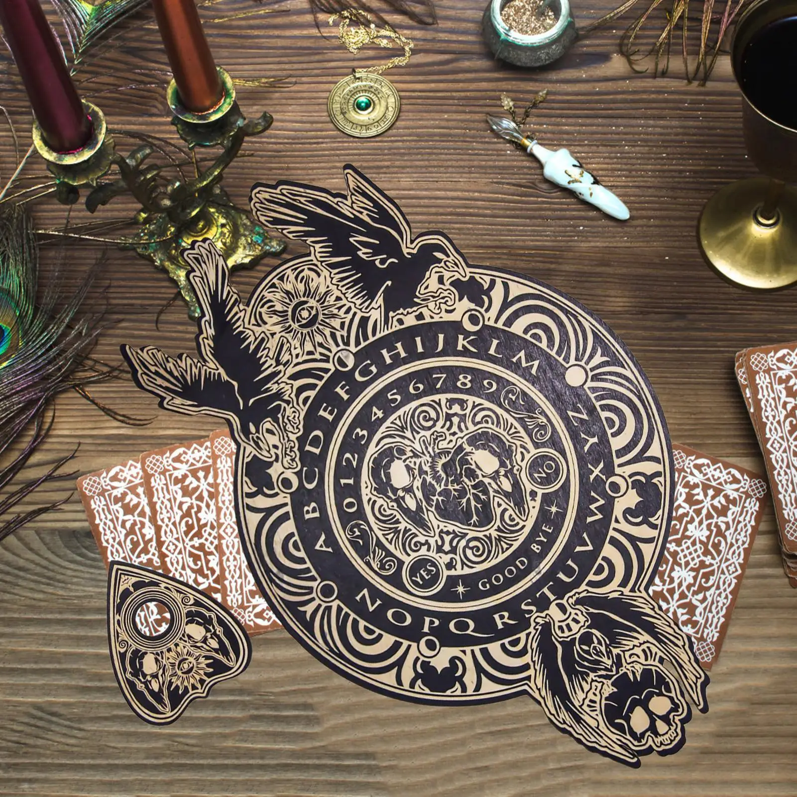 لوحة Ouija لوحة عرافة خشبية محفورة لوحة سحرية مجموعة لوحة ساحرة مستلزمات مذبح الويكا #3