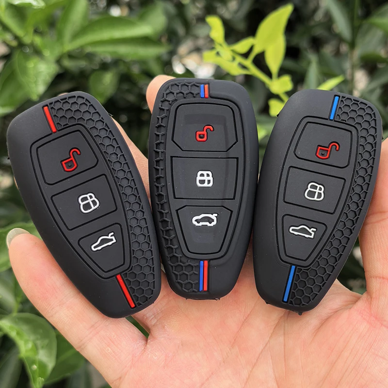 3 Button Silicone Car Key Case for Ford Puma Grand C Max Focus Mondeo Kuga Fiesta Ecosport Transit Kuga Silicone Remote Key Case