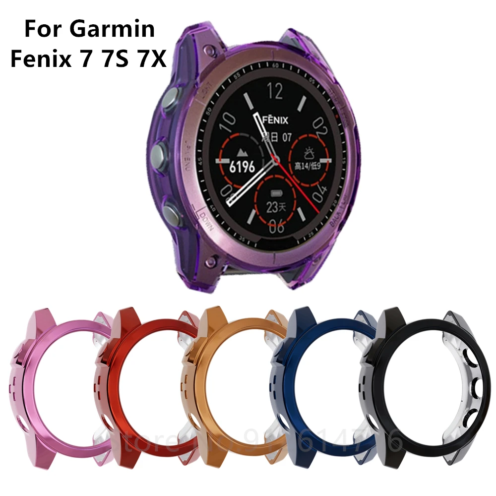 Plating Protective Case For Garmin Fenix 7 7X 7S Soft TPU Silicone Protector Cover For Garmin Fenix7 Watch Shell Bumper Frame