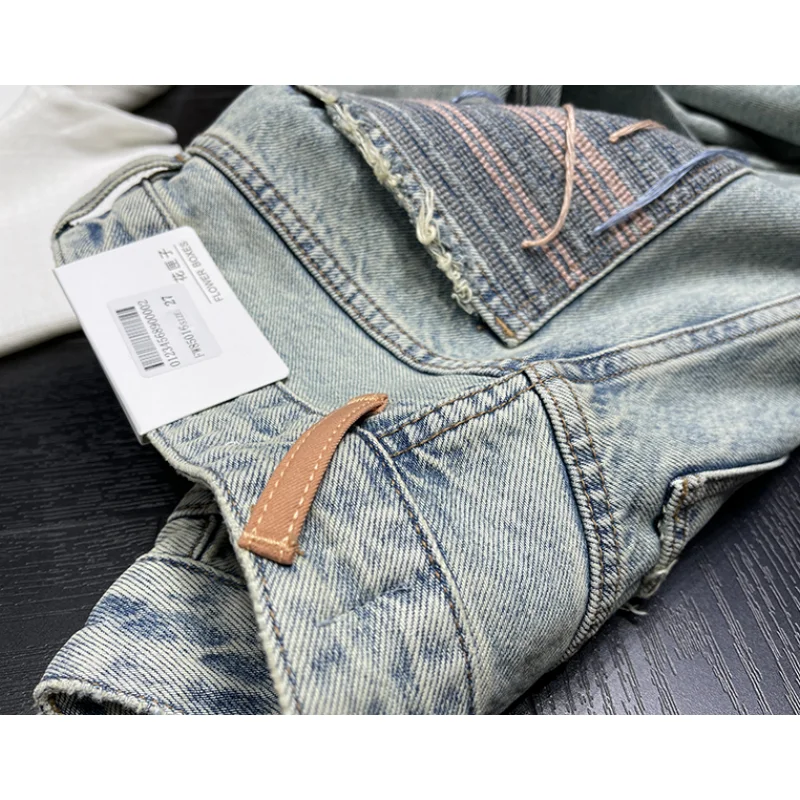 Blue Women Jeans Tassels High Waist Vintage Straight Baggy Denim Pants Streetwear American 2023 New Fashion Wide Leg Trouser