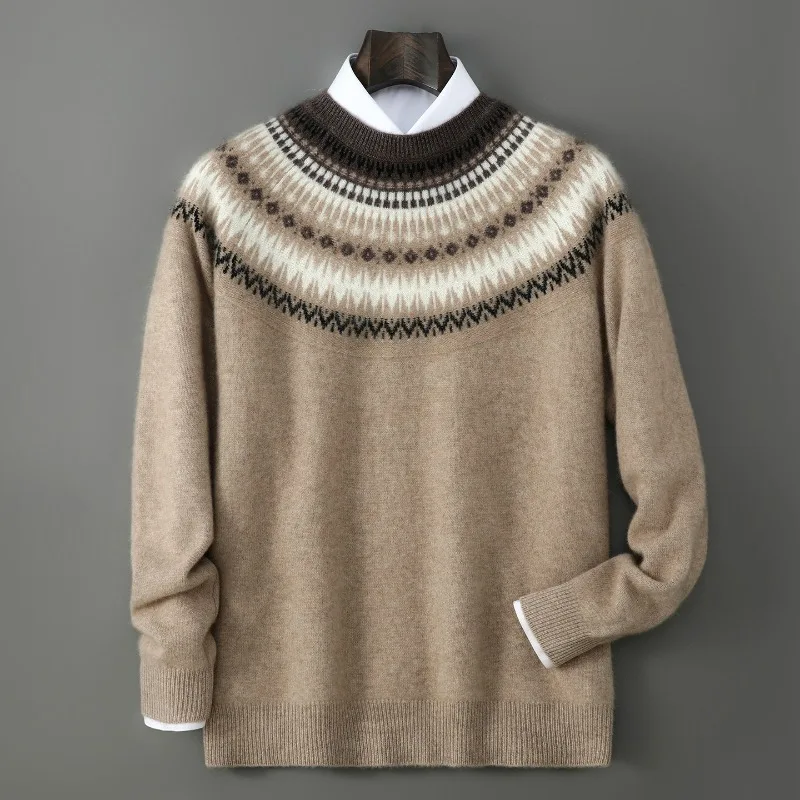 

Men 100% Pure Wool Sweater Autumn Winter Retro Wind Sweater
