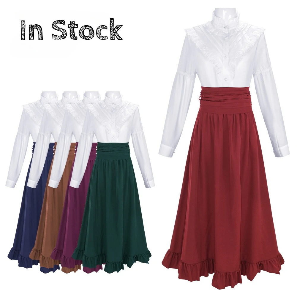 

Womens's Medieval Costume Halloween Cosplay Victoria Medieval Vintage Princess Dress Women's Renaissance Irish Dresses