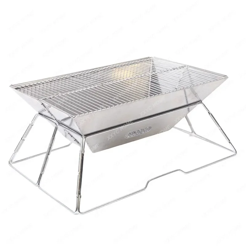 Outdoor Camping Picnic Stainless Steel Burning Fire Table Split Folding Firewood Stove Barbecue Stove