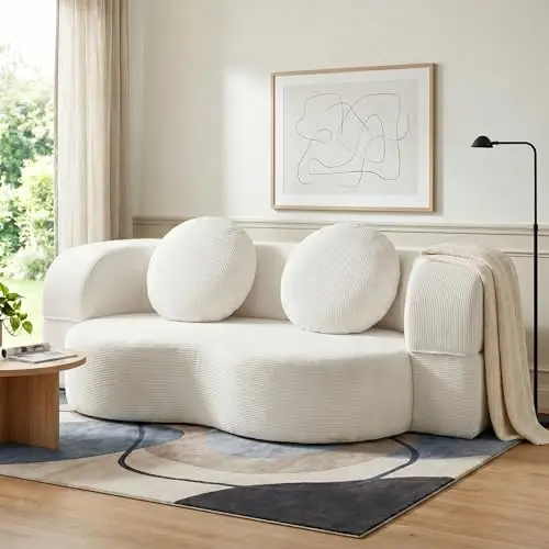77” Convertible Sofa Bed, Folding Boneless Couch, Floor Sofa 2-in-1 Curved Couch for Small Living Room, Apartment