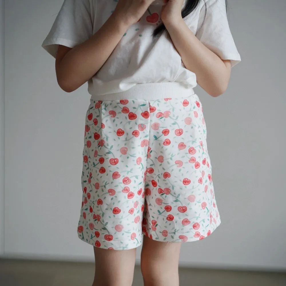 Baby girl clothes kids pants soft casual Full cherry fruit print pattern shorts