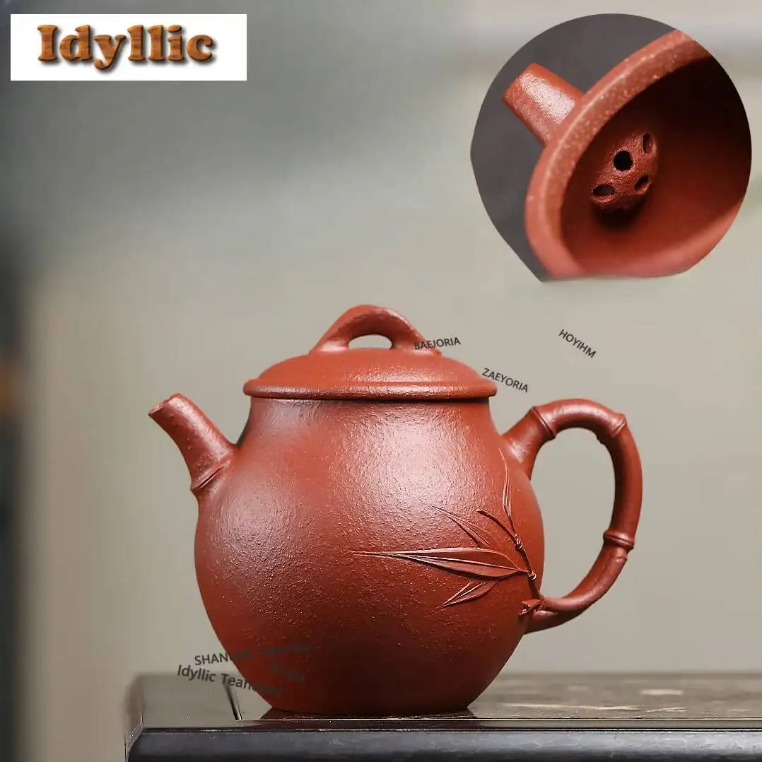 200ml Luxury Yixing Purple Clay Teapots Handmade Bamboo Shadow Pot Raw Ore Red Downhill Mud Kettle Zisha Tea Set Tea Ceremony