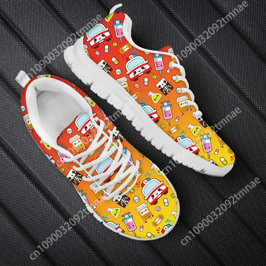 

Custom Women Casual Running Shoes Cute Syringe Print Nurse Sneakers Spring Autumn Soft Flat Shoes Lace Up Footwear