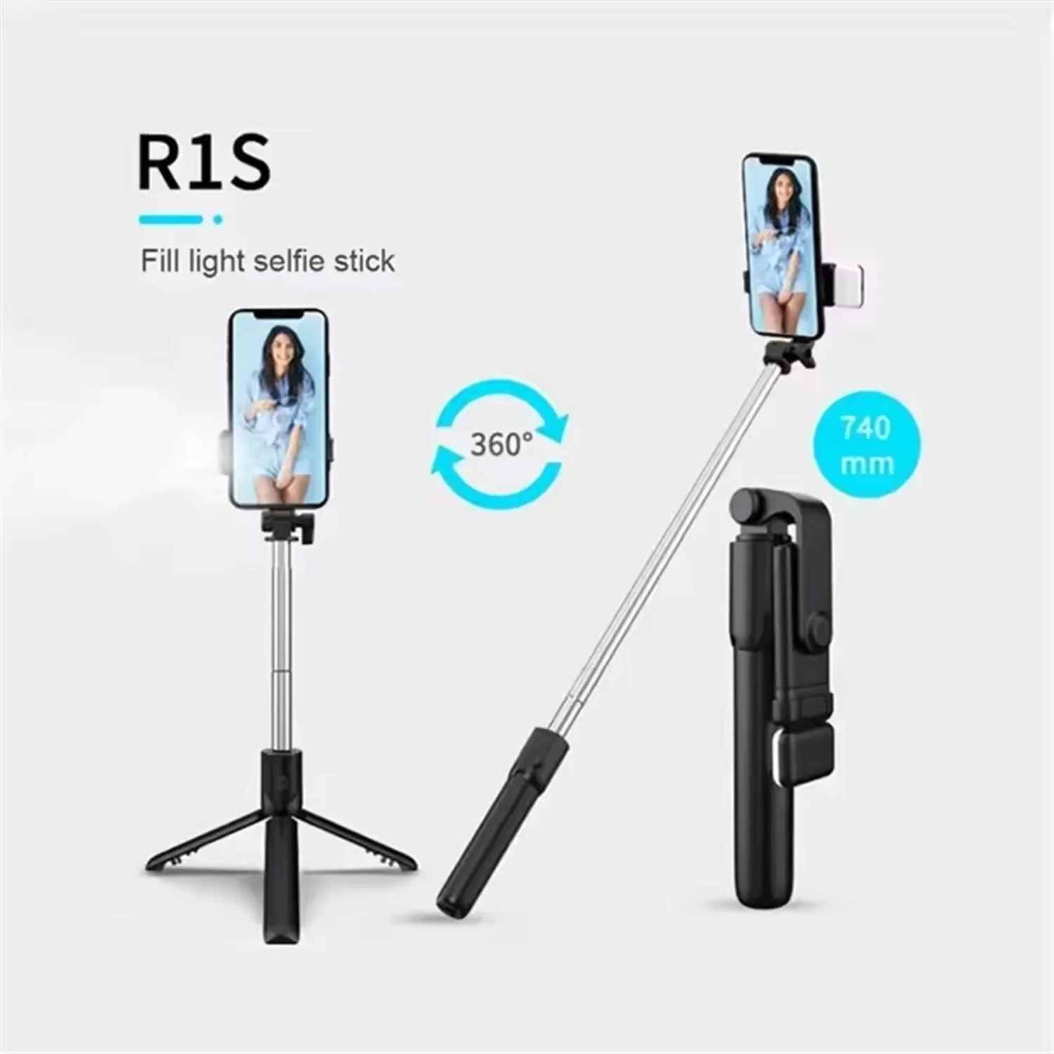 Cell Phone Selfie Stick Tripod Bluetooth Remote Wireless Selfi Stick Phone Holder Stand with Beauty Fill Light Soft beauty view 3