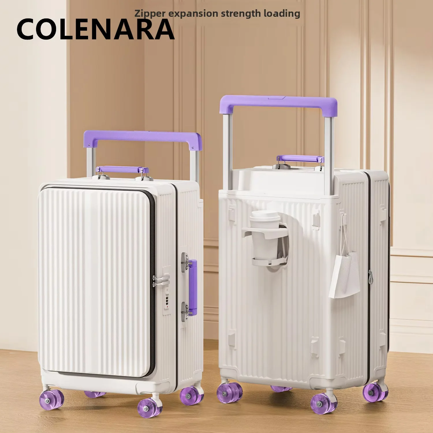 COLENARA Rolling Suitcase ABS+PC Trolley Case Large Capacity 20 Inches Boarding Box 24