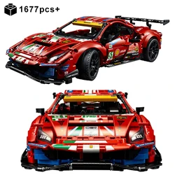 1677PCS City Racing Car Feraried 488 Technical Building Block Model 42125 Set Assemble Sports Vehicle Bricks Toys For Kids Gifts