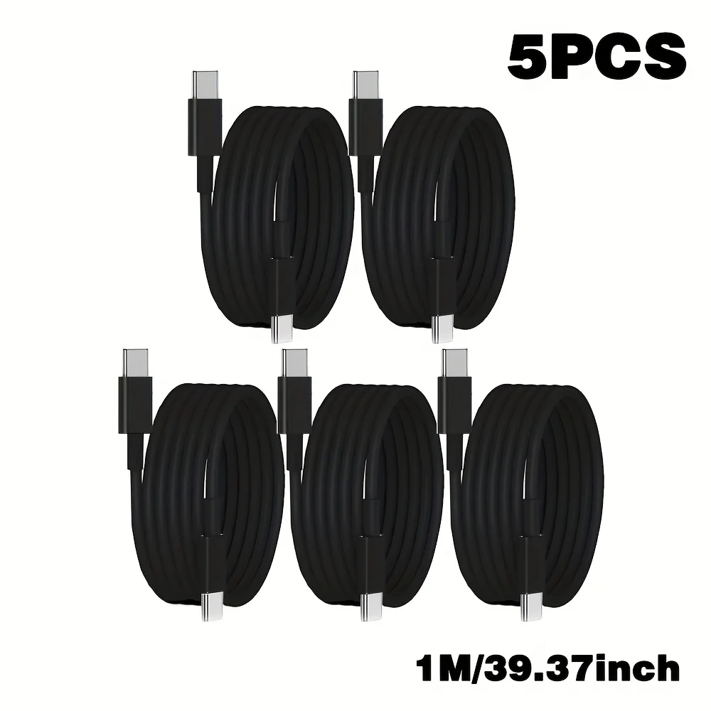 

5 шт. USB-кабель для быстрой зарядки типа C, 3-футовый кабель USB C к USB C для зарядного устройства, Samsung/Galaxy/iPhone17/16 Plus/17/16 Pro/17/16 Pro Max