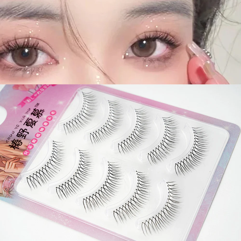 Girl Group Group Fake Eyelashes 5 Pairs Natural Simulation Short Lashes U-shaped Transparent Stem Eyelashes Extension Makeup