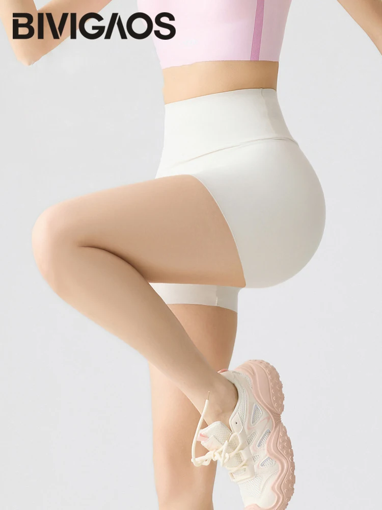 BIVIGAOS ฤดูร้อน Multicolor High เอว Sharkskin MINI กางเกงขาสั้นผู้หญิงเซ็กซี่สบายๆกางเกงขาสั้นบางกีฬาฟิตเนส BIKER กางเกงขาสั้น