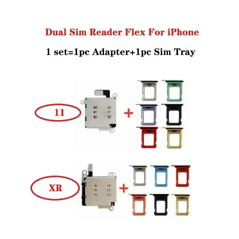 

Dual Sim Card Reader Tray Slot Holder Connector Flex Ribbon Cable for IPhone 11 XR