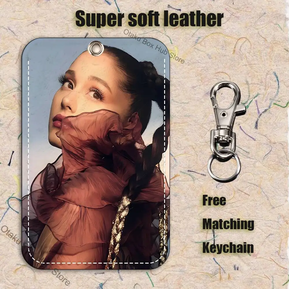 المغني A-Ariana G-GrandeS نمط 1 قطعة بولي Leather حامل بطاقة جلدية المفاتيح حلقة رئيسية قفل الباب الوصول العلامات حافظة بطاقات الهوية بطاقة المفاتيح