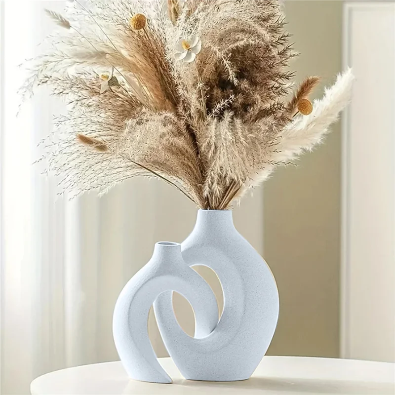 AAAF Hollow Flower Vases Plastic Imitation Vase Set Of 2 For Modern Home Decor, Nordic Style For Living Room