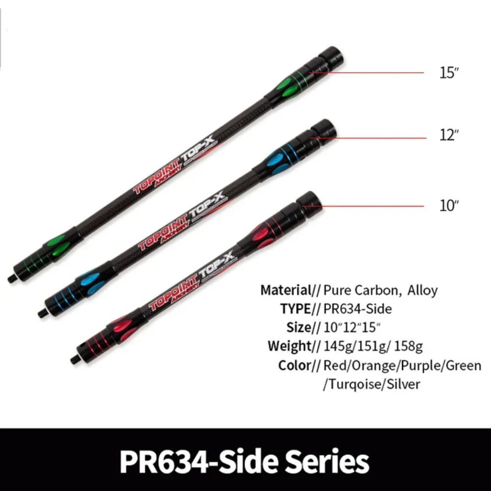 

Topoint PR634 Side-Bar 12/15/18/24/27/30/34 Inch Archery Carbon Stabilizer Bar Balance Rod Main Long Rod Bow Shock Absorber 1pc